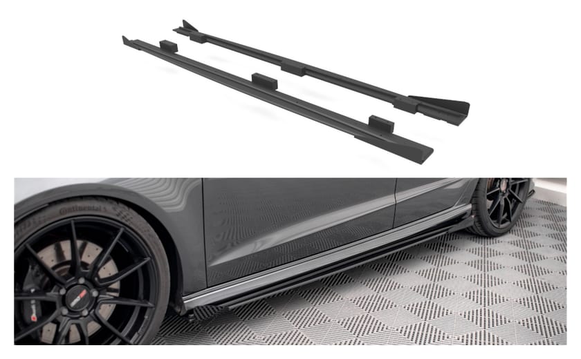 Dokładka Audi A3 8V Facelift S-Line Progi Street Pro Black + Gloss Flaps