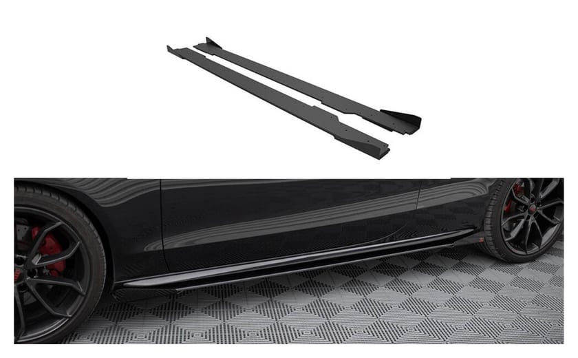 Dokładka Audi A5 8T Facelift Progi Street Pro Black-Red + Gloss Flaps