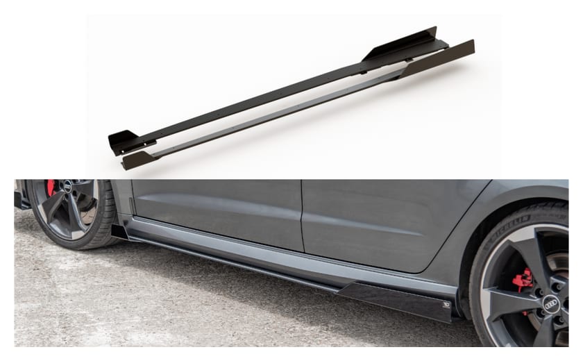 Dokładka Audi RS3 8V Sportback Progi Racing Black + Gloss Flaps