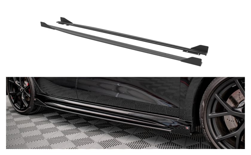 Dokładka Audi RS3 8Y Progi Street Pro Black-Red + Gloss Flaps
