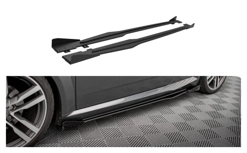 Dokładka Audi TT 8S S-Line Progi Street Pro Black-Red + Gloss Flaps