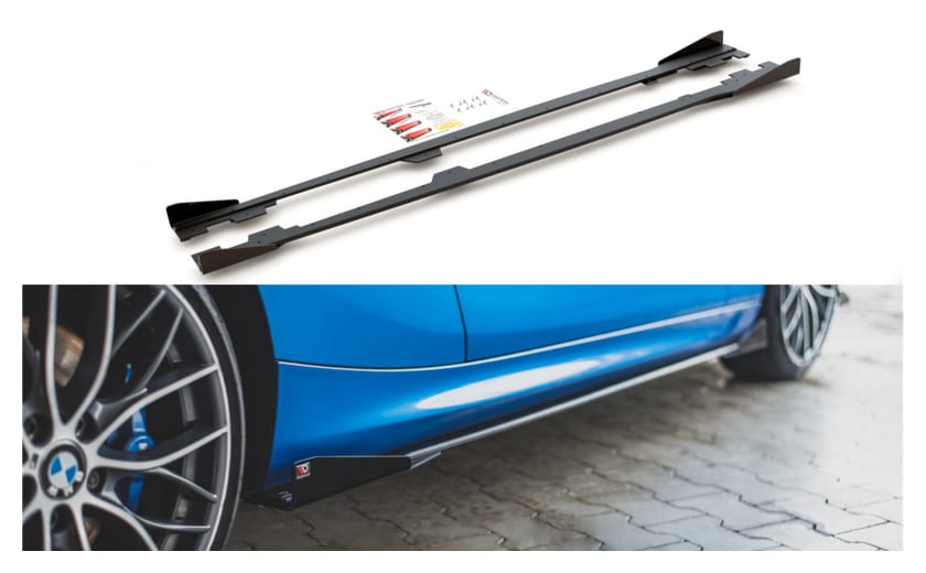 Dokładka BMW 1 F21 M-Pack Progi Racing Black-Red + Gloss Flaps