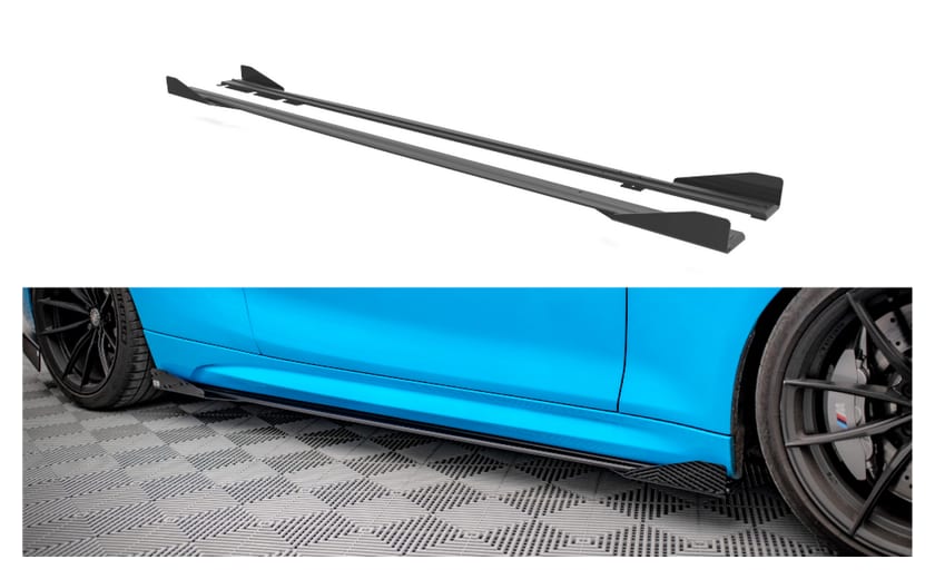 Dokładka BMW 2 F87 M-Pack Progi Street Pro Black + Gloss Flaps