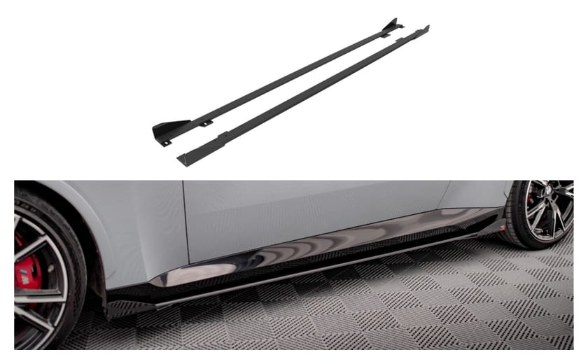 Dokładka BMW 2 G42 M-Pack Progi Street Pro Black-Red + Gloss Flaps