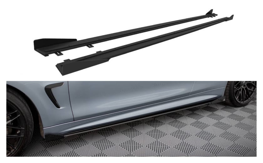 Dokładka BMW 4 F32 F36 F33 M-Pack Progi Street Pro Black-Red + Gloss Flaps