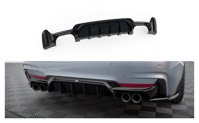 Dokładka BMW 4 F32 F36 F33 M-Pack Zderzak Tył Wersja z podwójnym wydechem z dwóch stron Gloss Black