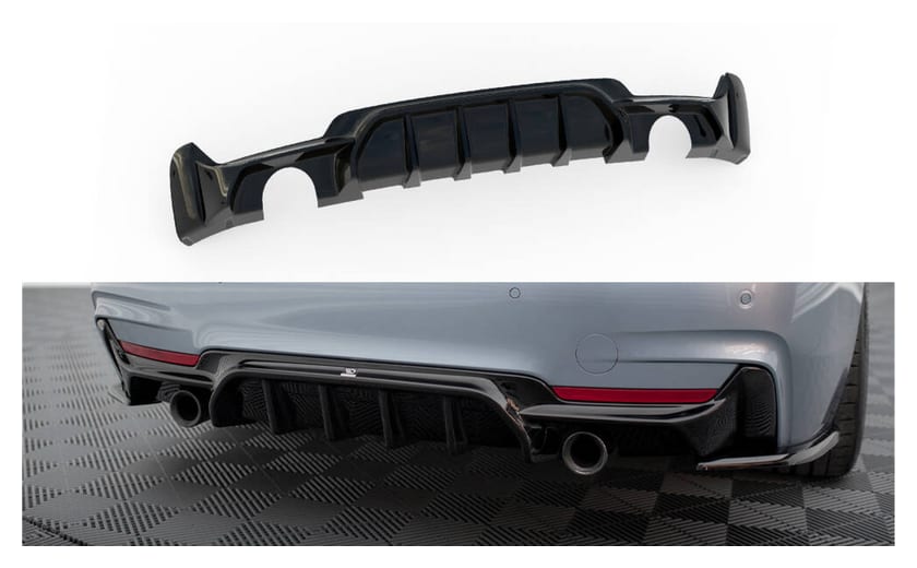 Dokładka BMW 4 F32 F36 F33 M-Pack Zderzak Tył Wersja z pojedynczym wydechem z dwóch stron Gloss Black