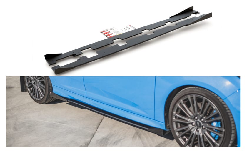 Dokładka Ford Focus III RS Progi Racing Black + Gloss Flaps