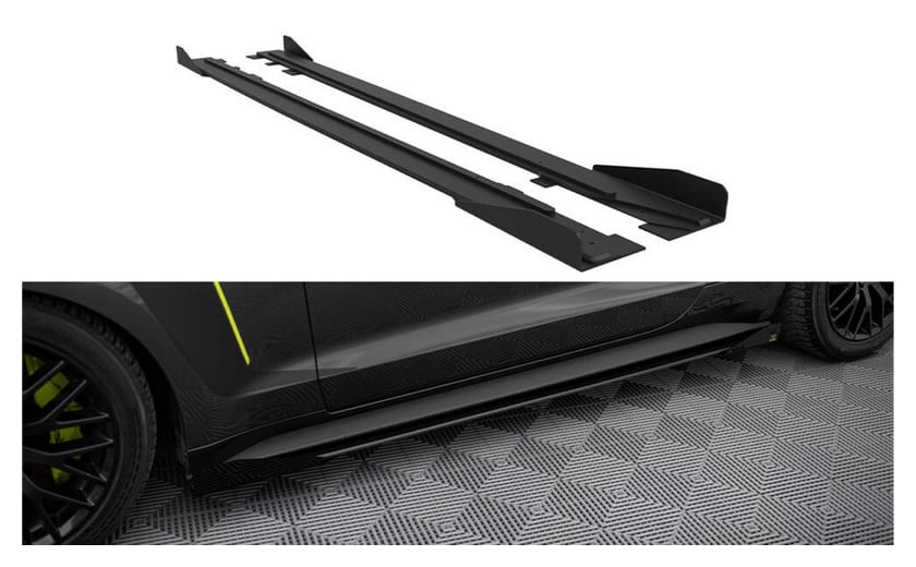 Dokładka Ford Mustang VI GT Progi Street Pro Black-Red + Gloss Flaps