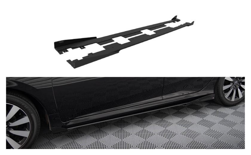 Dokładka Honda Civic X Progi Street Pro Black + Gloss Flaps