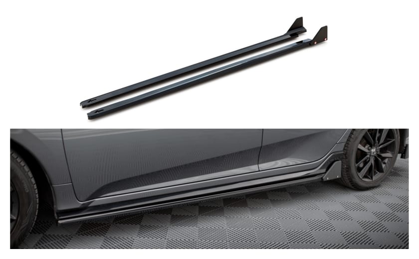 Dokładka Honda Civic X Sport Progi + Flaps Gloss Black