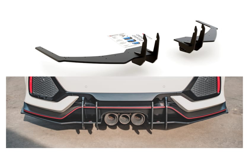 Dokładka Honda Civic X Type-R Zderzak Tył + Flaps Black-Red Racing Durability v.2