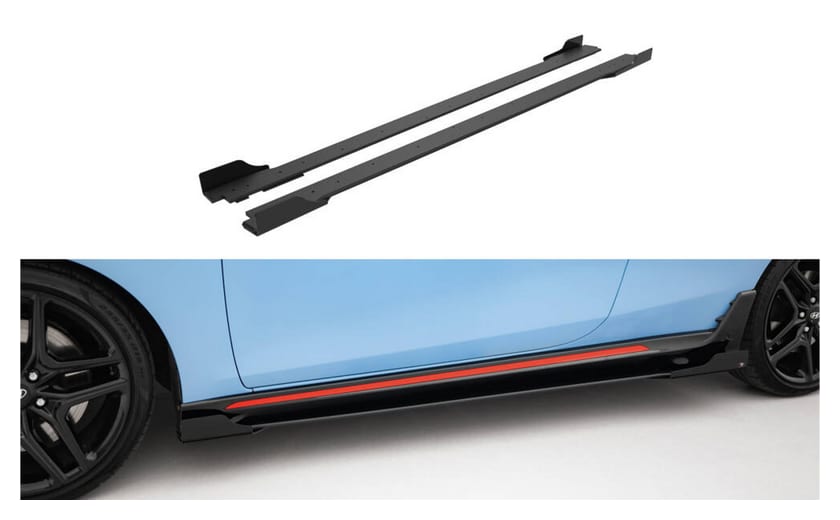 Dokładka Hyundai Veloster N Mk2 Progi Street Pro Black + Gloss Flaps