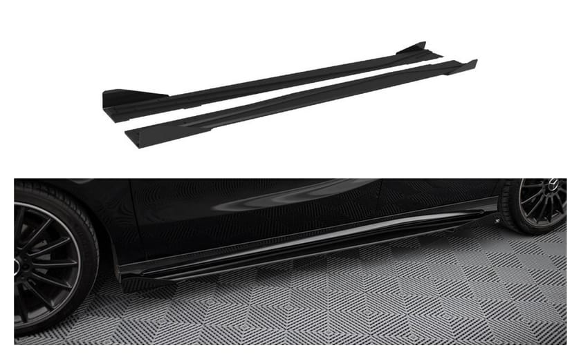 Dokładka Mercedes-Benz A W176 Facelift Progi Street Pro Black + Gloss Flaps