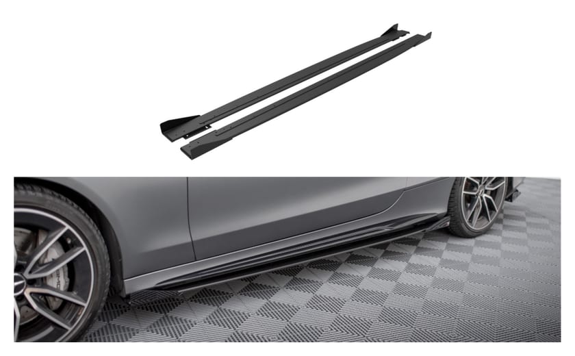 Dokładka Mercedes-Benz C C205 C43 Facelift Progi Street Pro Black + Gloss Flaps