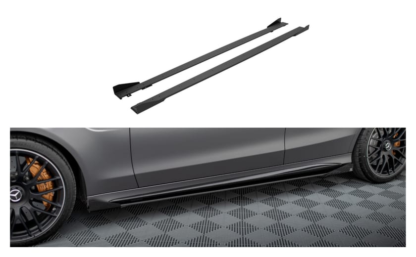 Dokładka Mercedes-Benz C W205 C63 Facelift Progi Street Pro Black + Gloss Flaps