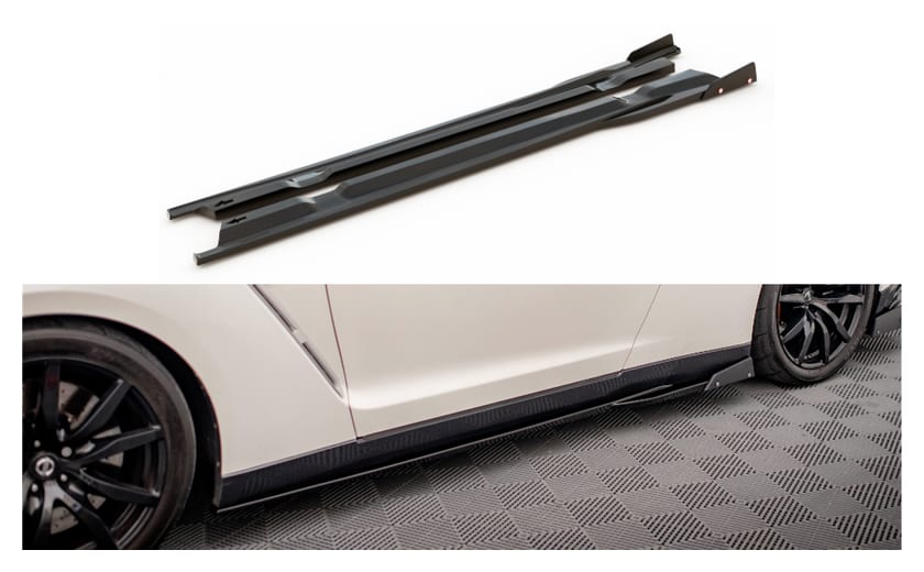 Dokładka Nissan GTR R35 Facelift Progi + Flaps Gloss Black