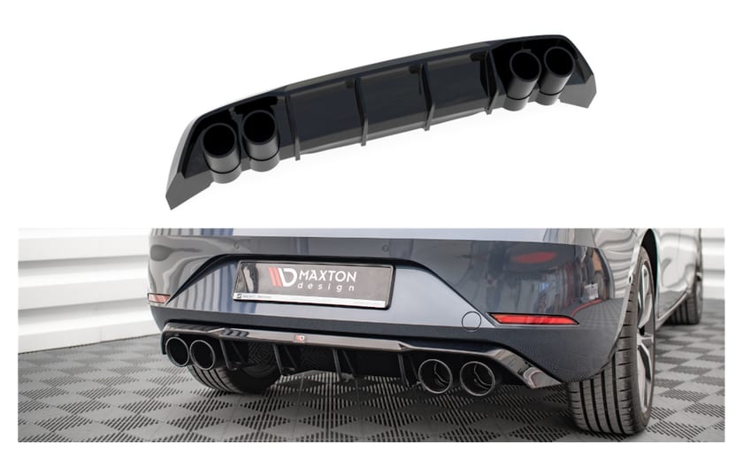 Dokładka Seat Leon FR IV Zderzak Tył + atrapa wydechu Chrome