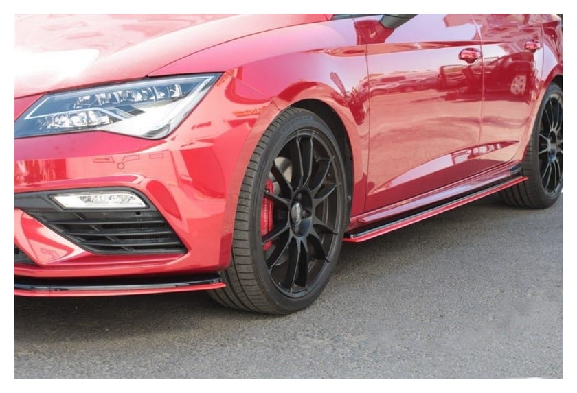 Dokładka Seat Leon III Cupra FR Facelift Progi v.3 Gloss Black + Red