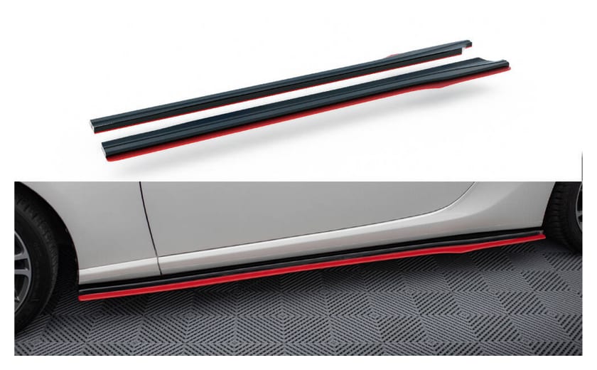 Dokładka Subaru BRZ Toyota GT86 Facelift Progi v.2 Gloss Black + Red
