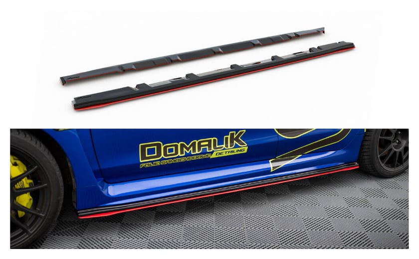 Dokładka Subaru WRX STI Progi v.2 Gloss Black + Red