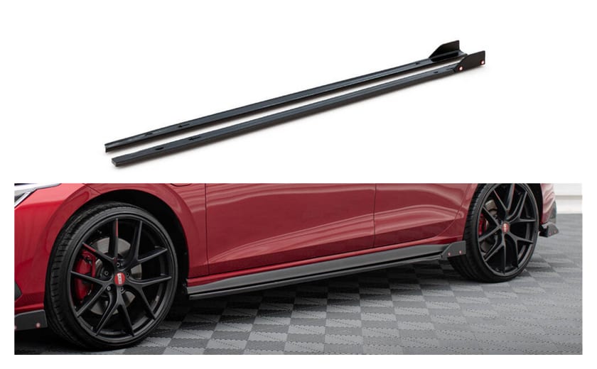 Dokładka Volkswagen Golf 8 GTI GTE GTI Clubsport R-Line Progi v.2 Gloss Black + Flaps