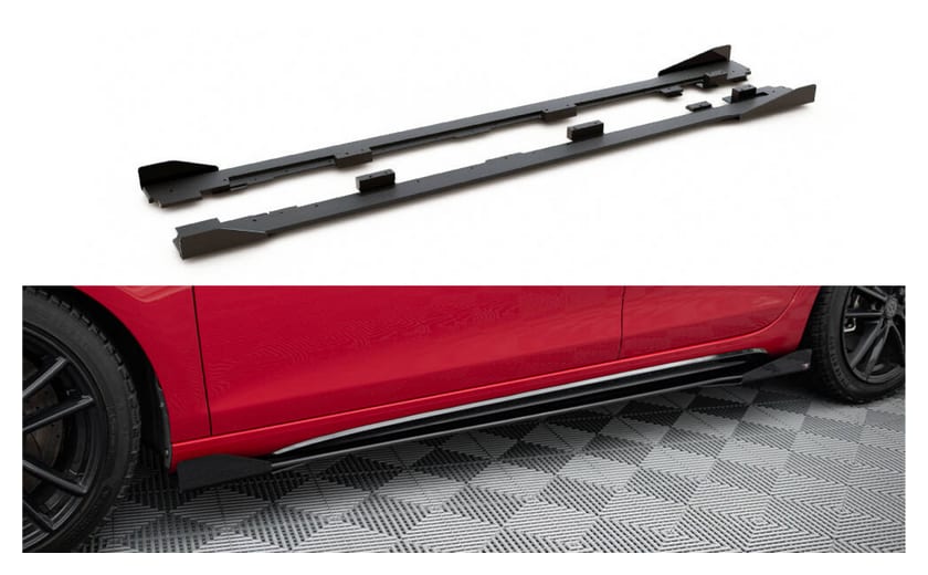 Dokładka Volkswagen Golf VI GTI Progi Racing Black-Red + Gloss Flaps