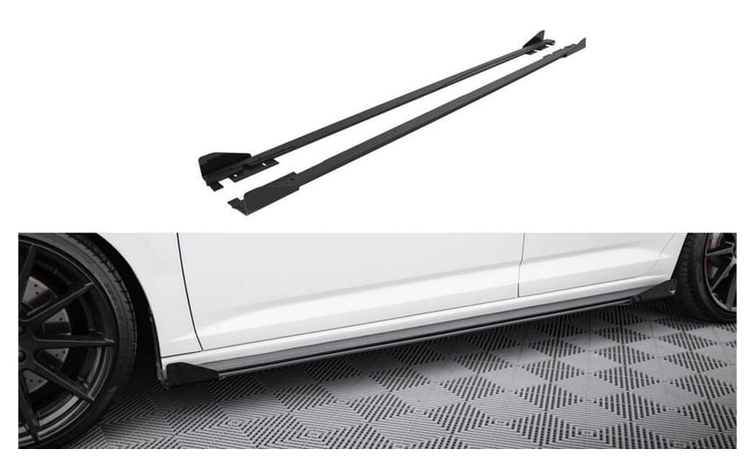 Dokładka Volkswagen Jetta GLI Mk7 Progi Street Pro Black-Red + Gloss Flaps
