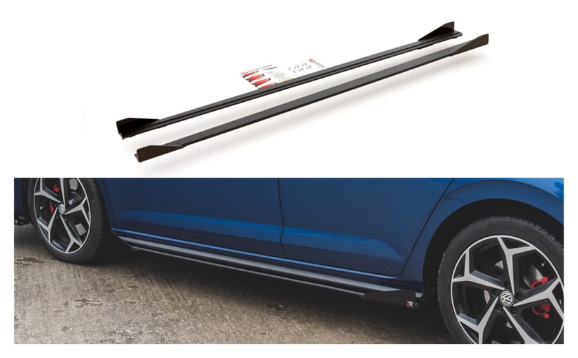 Dokładka Volkswagen Polo VI GTI Progi Racing Black-Red + Gloss Flaps