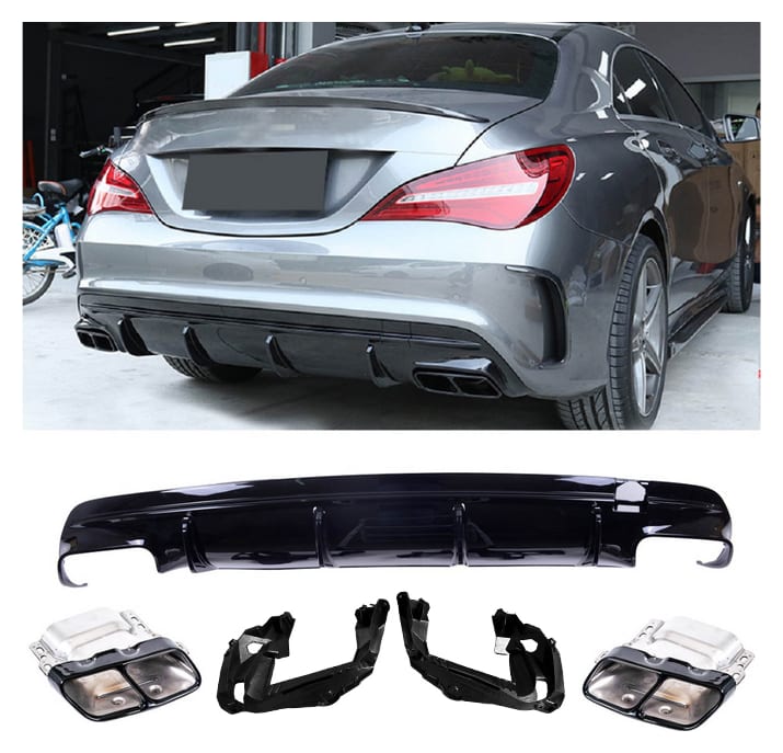 Dyfuzor Mercedes-Benz CLA C117, X117 Tył z końcówkami black
