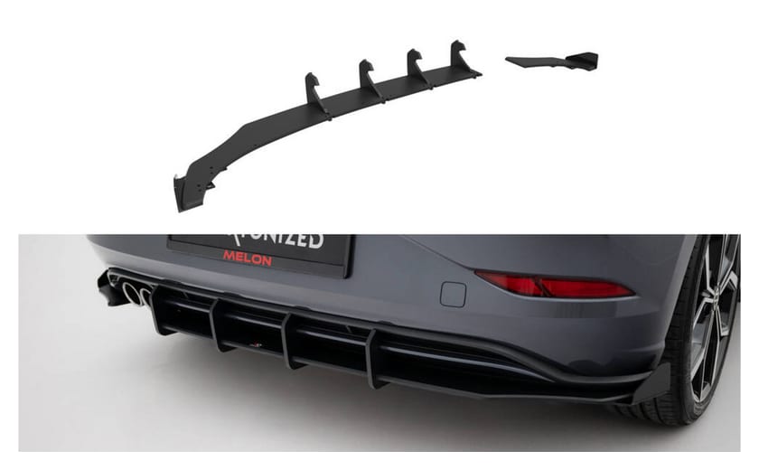 Dyfuzor Volkswagen Polo GTI Mk6 Facelift Tył Street Pro Black-Red + Gloss Flaps