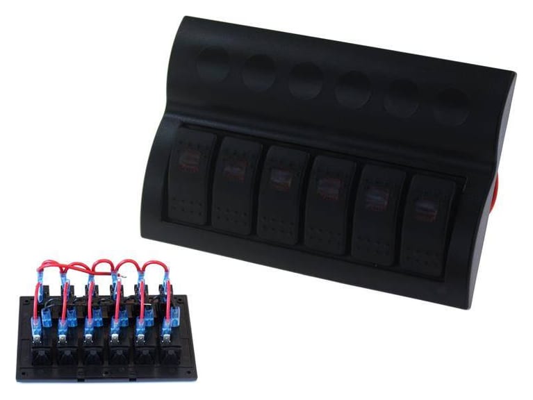 Przełączniki 12/24V IP68 ON-OFFx6, 6xB 3x5A 2x10A 1x15A