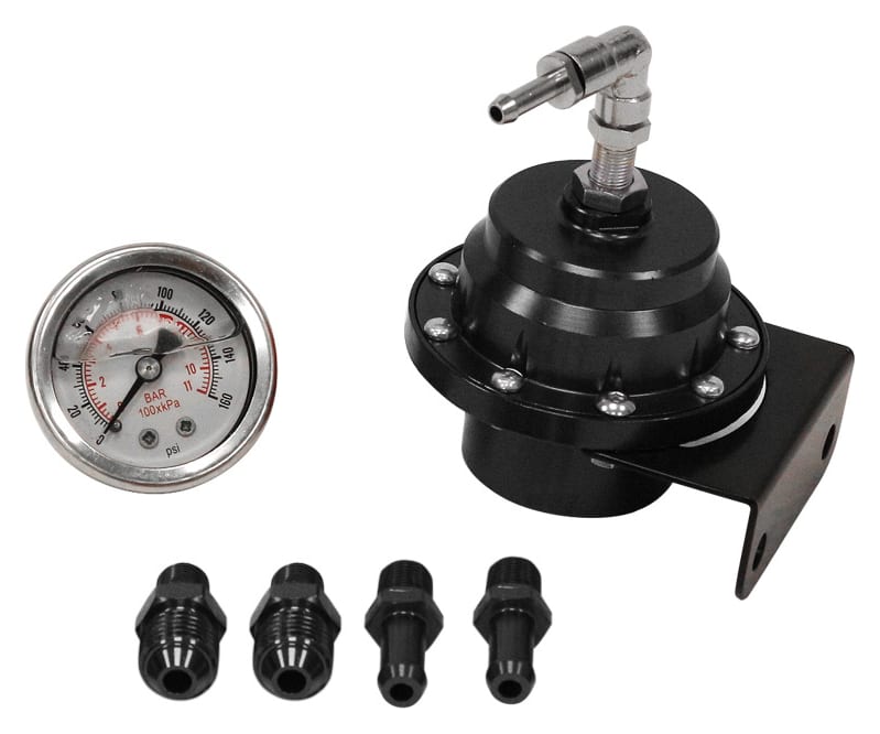 Regulator ciśnienia paliwa TurboWorks Racing AN6 + zegar Czarny