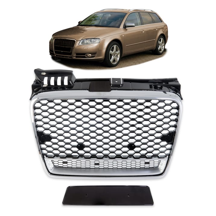 Grill Audi A4 B7 Silver & Gloss Black