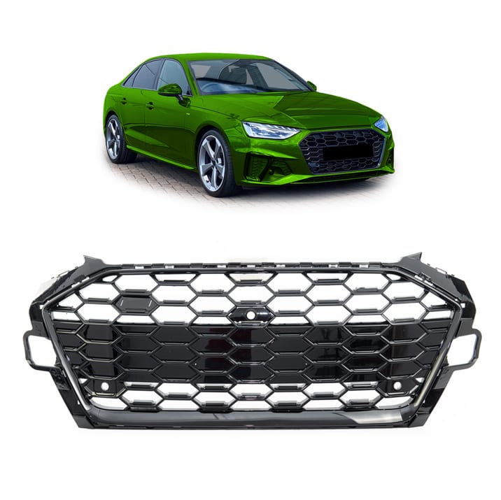 Grill Audi A4 B9 Facelift Silver & Black Camera