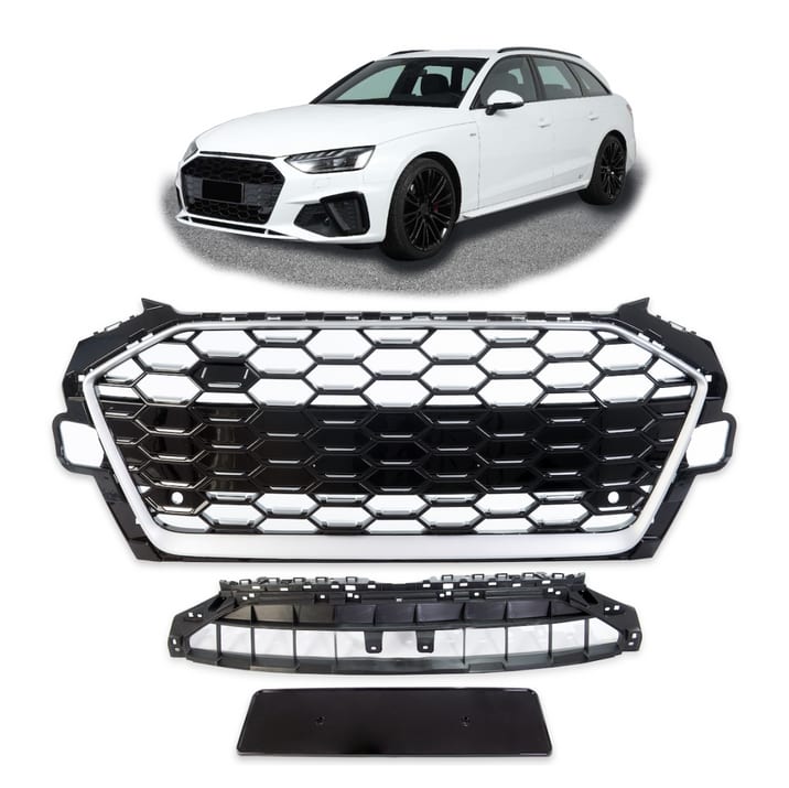 Grill Audi A4 B9 Facelift Silver & Gloss Black