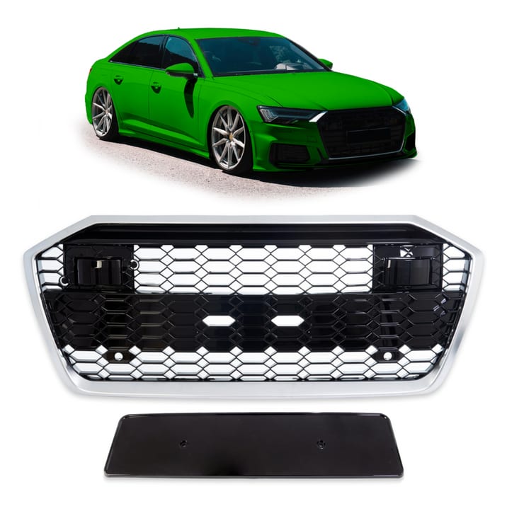 Grill Audi A6 C8 Silver & Gloss Black