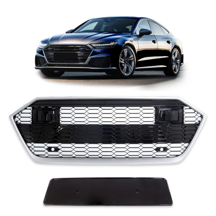 Grill Audi A7 C8 Silver & Gloss Black