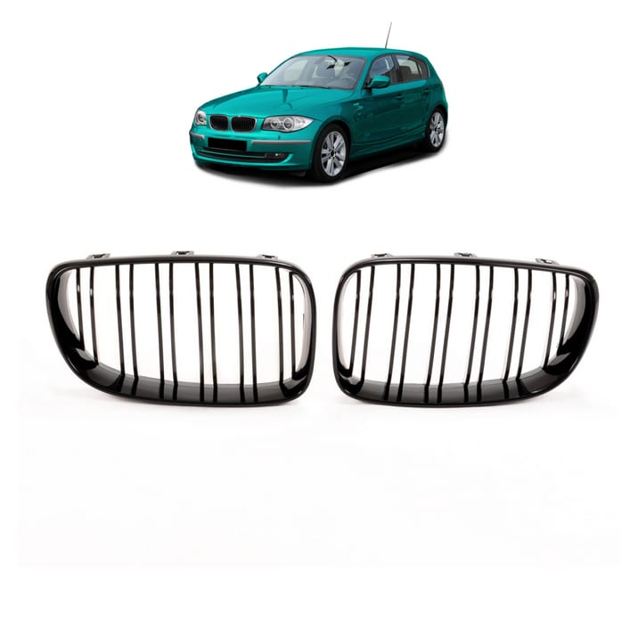 Grill BMW 1 E81 E82 E87 E88 Facelift podwójne żeberka Gloss Black