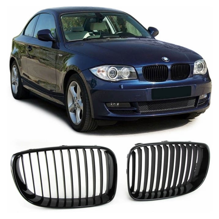 Grill BMW 1 E81 E82 E87 E88 Facelift pojedyncze żeberka Matt Black