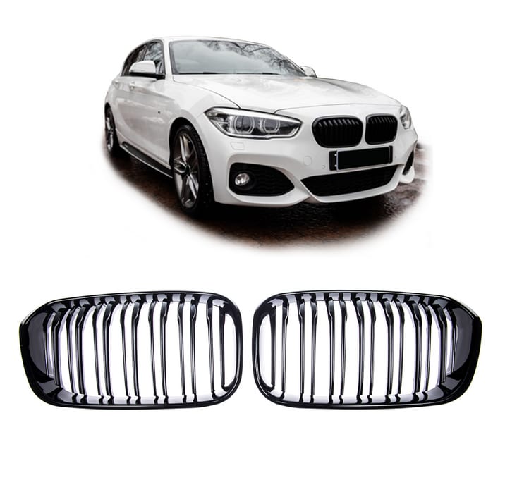 Grill BMW 1 F20 F21 Facelift podwójne żeberka Gloss Black
