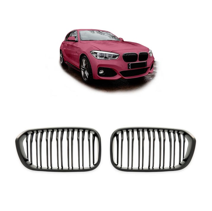 Grill BMW 1 F20 F21 Facelift podwójne żeberka Matt Black