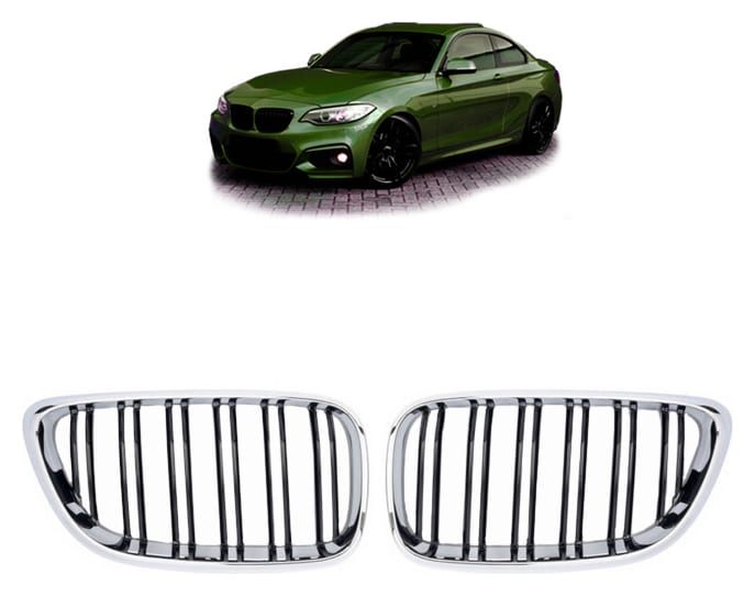 Grill BMW 2 F22 F23 podwójne żeberka Chrome & Black