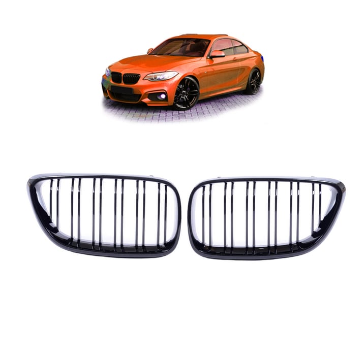 Grill BMW 2 F22 F23 podwójne żeberka Gloss Black