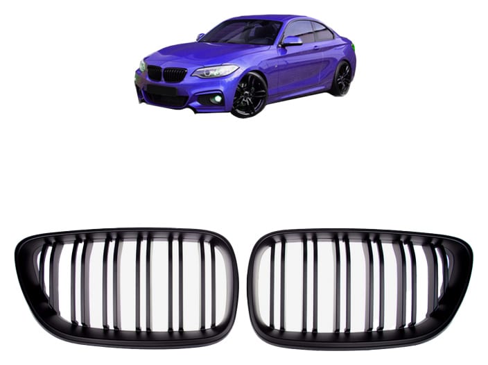 Grill BMW 2 F22 F23 podwójne żeberka Matt Black