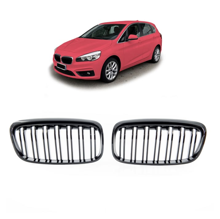 Grill BMW 2 F45 podwójne żeberka Gloss Black