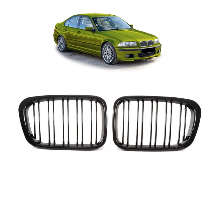 Grill BMW 3 E46 Compact podwójne żeberka Gloss Black