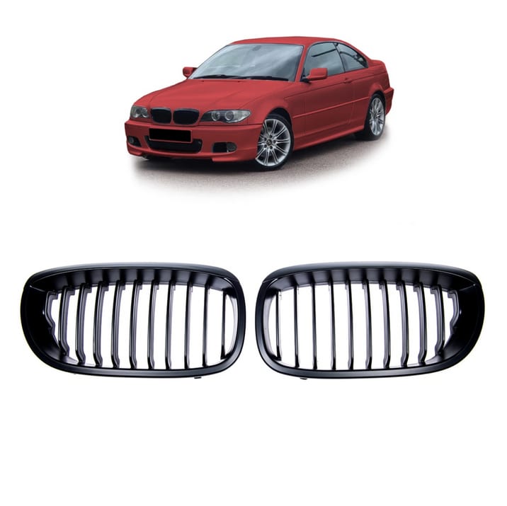 Grill BMW 3 E46 Facelift pojedyncze żeberka Matt Black
