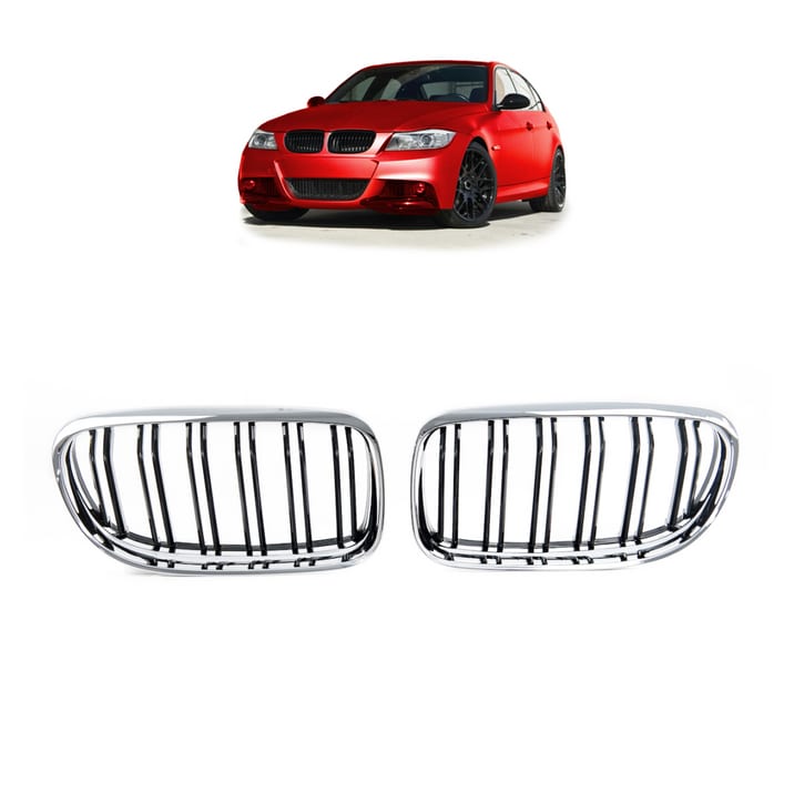 Grill BMW 3 E90 E91 Facelift podwójne żeberka Chrome & Black