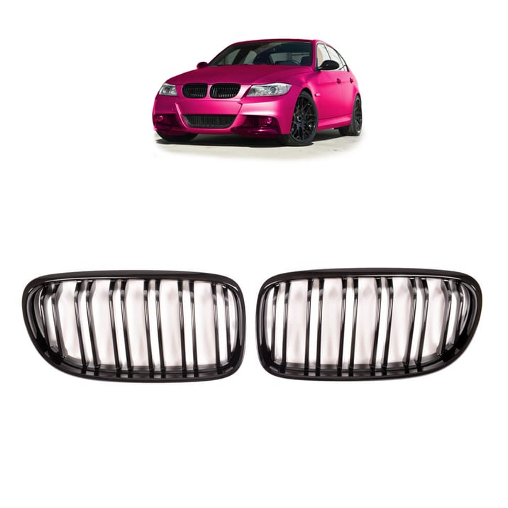 Grill BMW 3 E90 E91 Facelift podwójne żeberka Matt Black